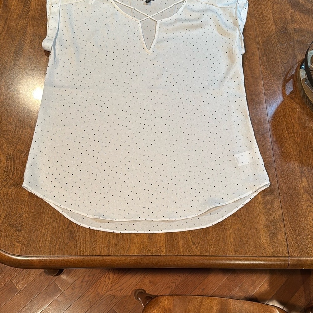 Express Gray Blouse with Cuffed Sleeves and Bib Collar